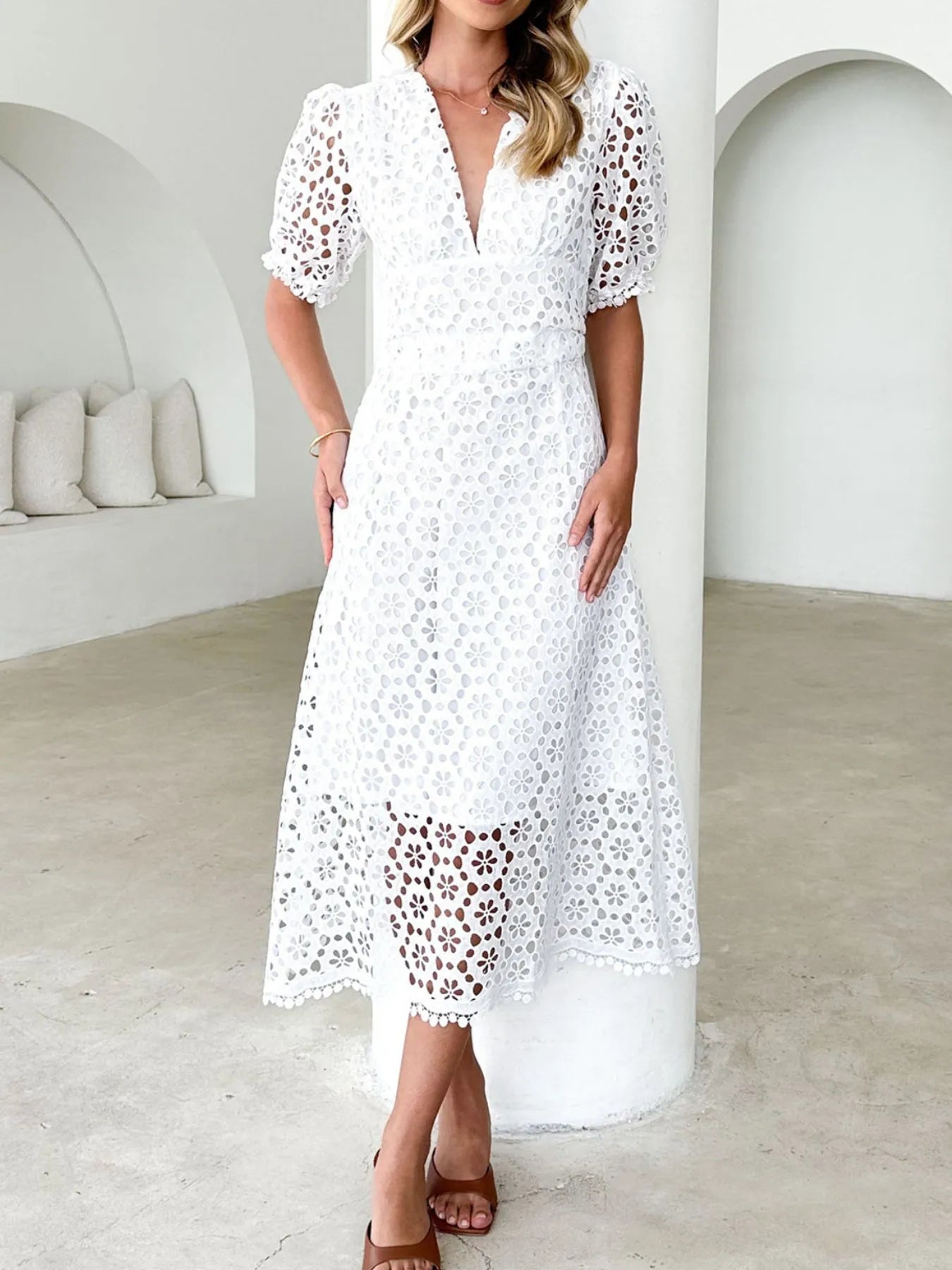 white eyelet midi dress with sleeves Lace V-Neck Puff / M sage green corset prom dress It pairs delicate eyelet Black Blazer Set: Womens Color:Obsidian black