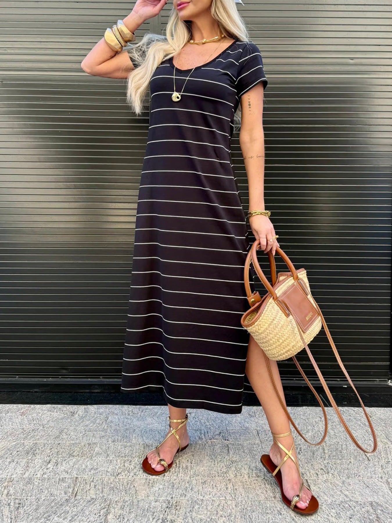 midi t shirt dress with slits T-Shirt Dresses With Slits