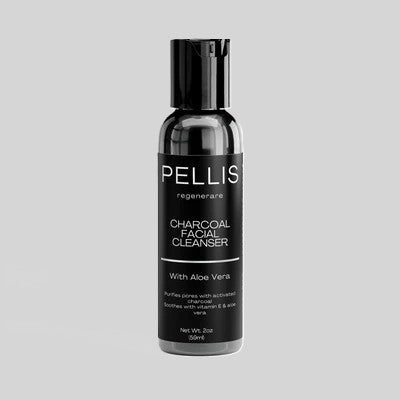 Pellis Charcoal Facial Cleanser bottle with Aloe Vera, 2 oz