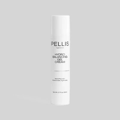 Pellis Hydro Balancing Gel Cream bottle, white cylindrical facial moisturizer.