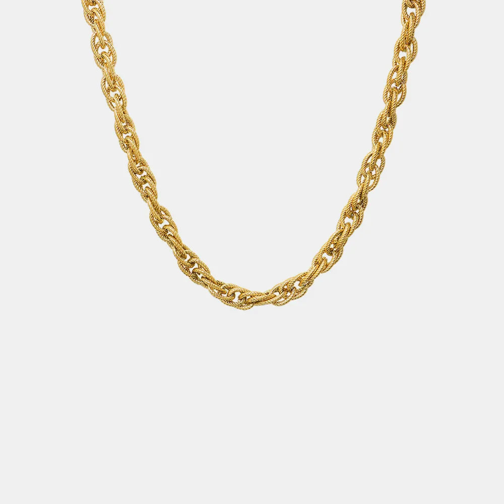Titanium steel chain necklace, gold tone interlocking links