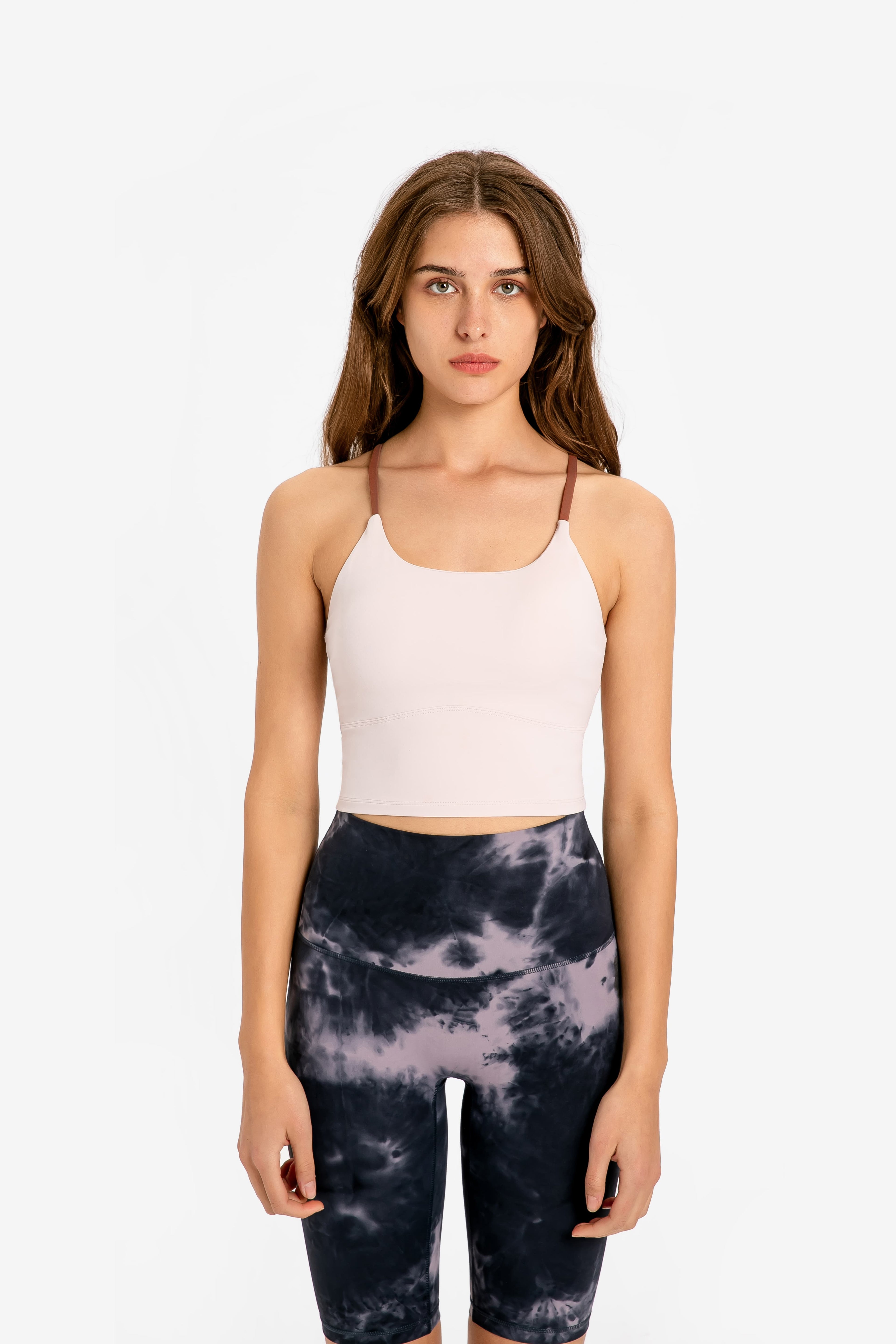 Sports cami with scoop neckline, light pink with racerback straps