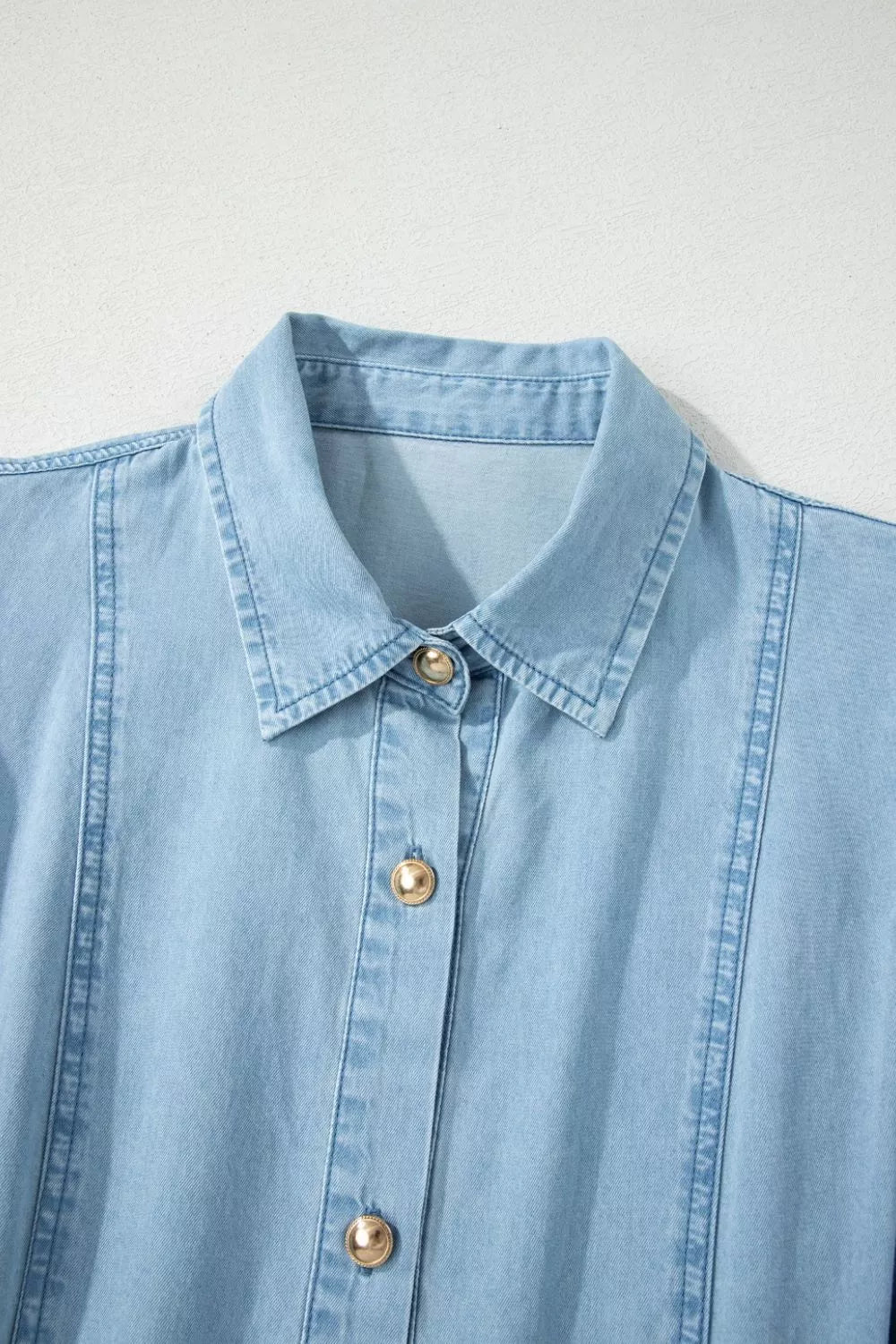 Cedar & Moore Denim shirt dress with collar, button-front, light blue wash