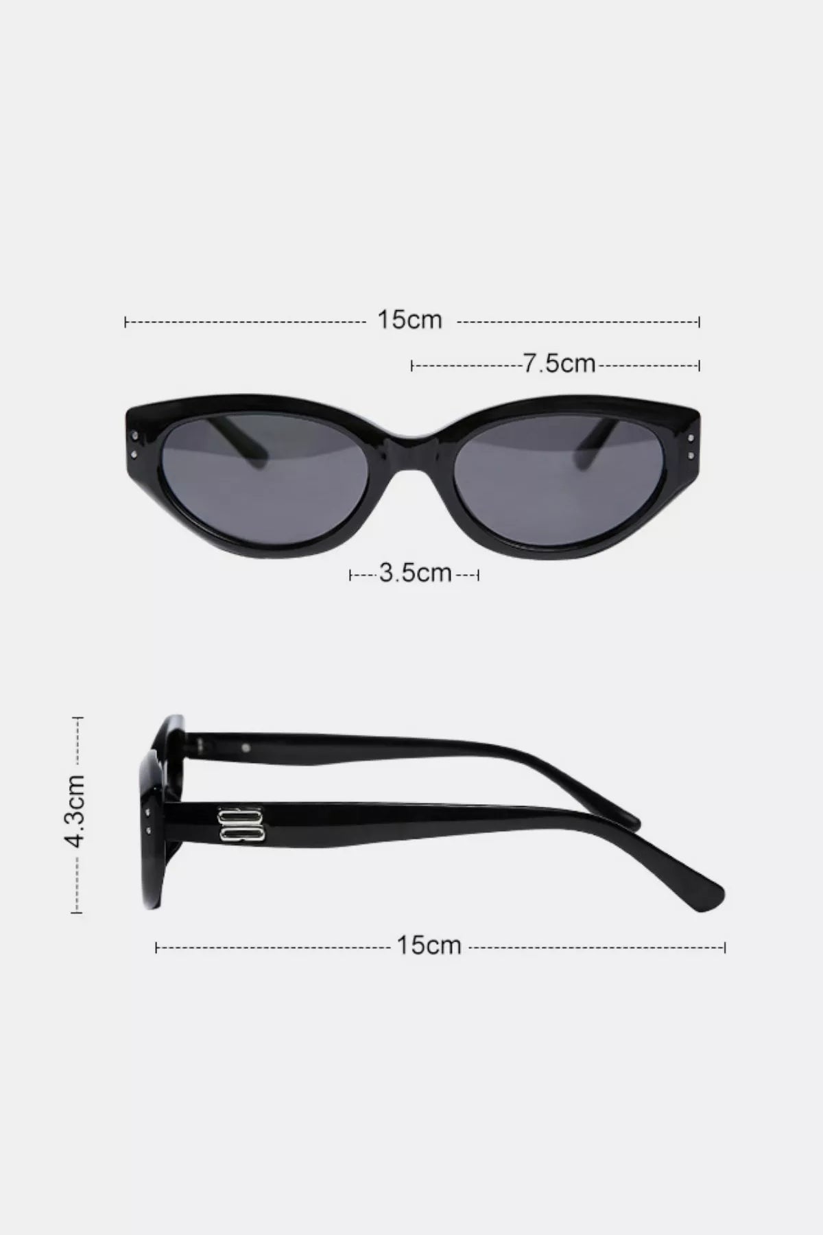 Cedar & Moore Retro oval frame sunglasses, black plastic, UV protection lenses, 1 pair