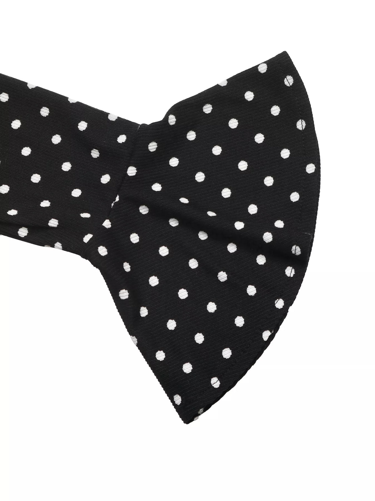 Black polka dot dress bow detail on V-neck bodice
