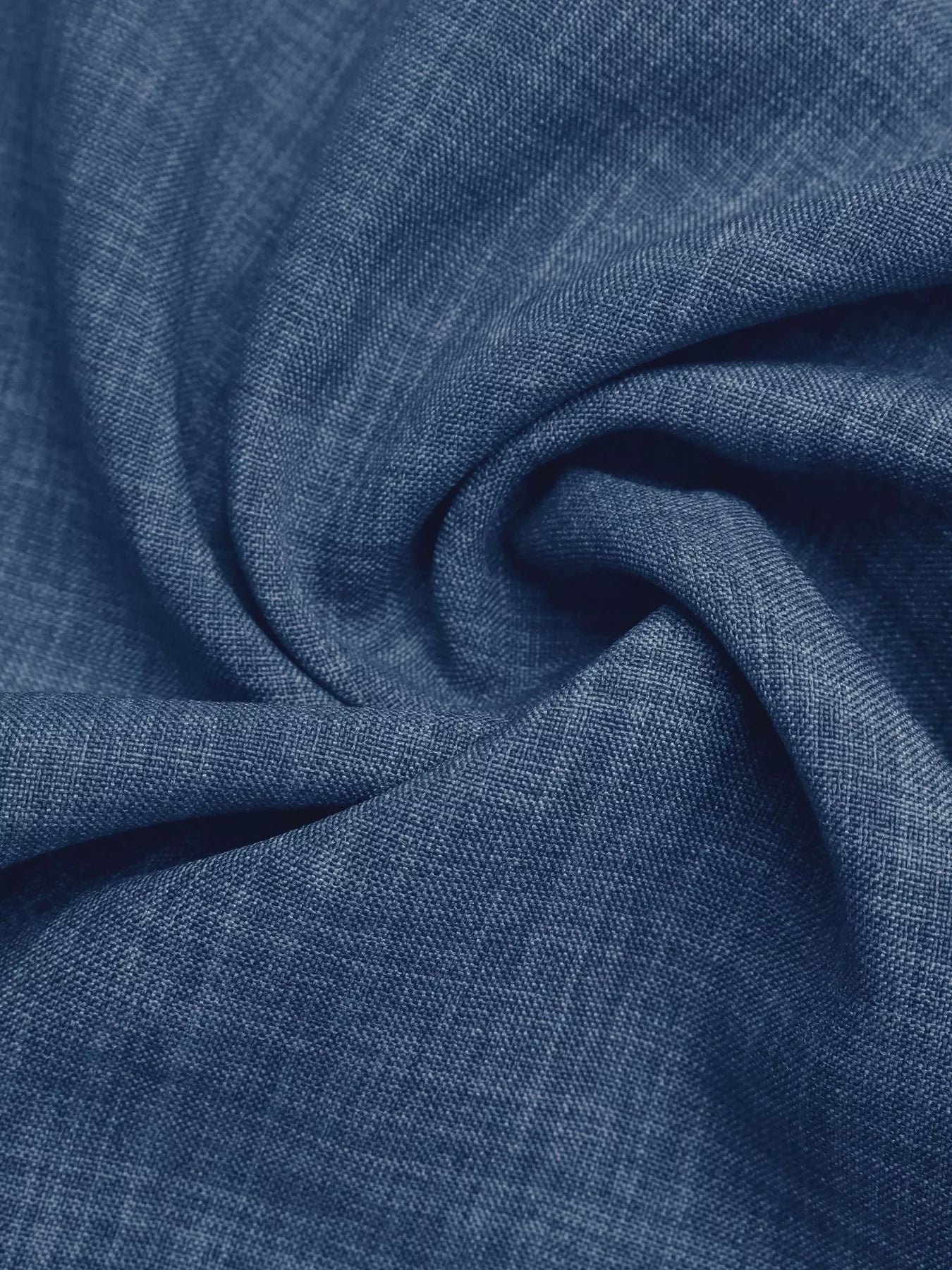 Blue halter neck top and wide-leg pants set draped fabric texture