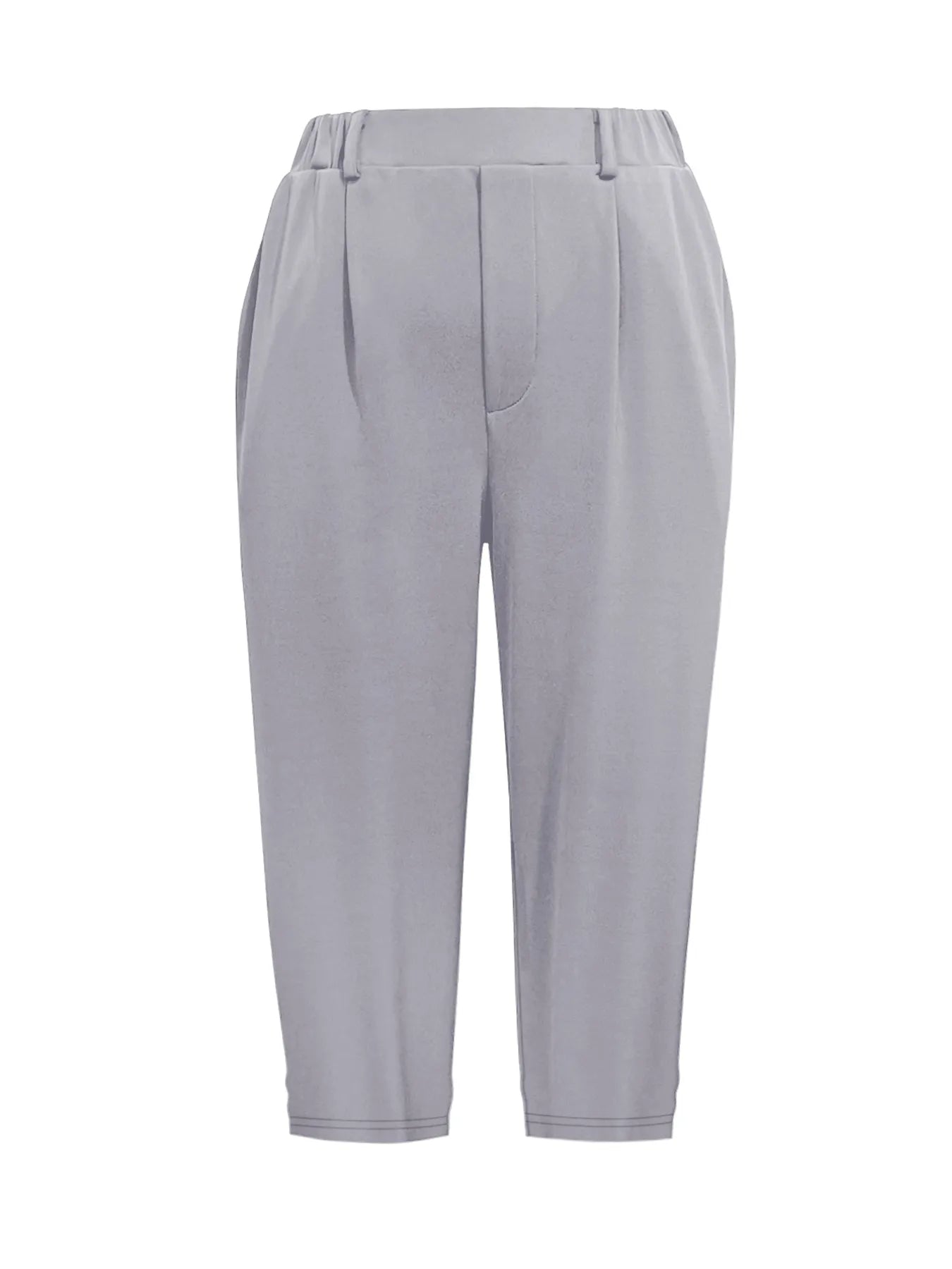 Pleated detail pants with pockets, pale gray, cropped ankle length