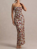 Cedar & Moore Slit Floral Sequin Bodycon Maxi Dress in multicolor sequins by Trendsi