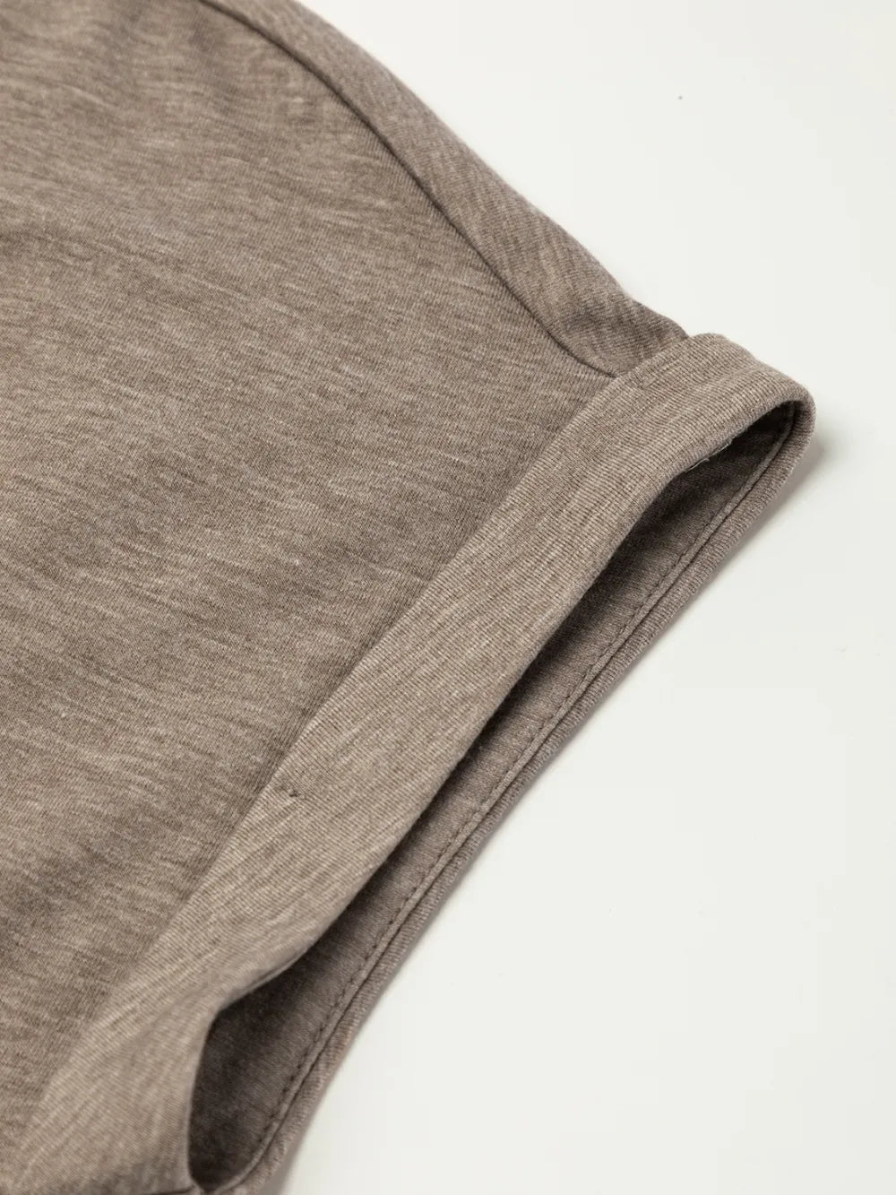 Mocha short-sleeve mini dress fabric detail at shoulder and sleeve