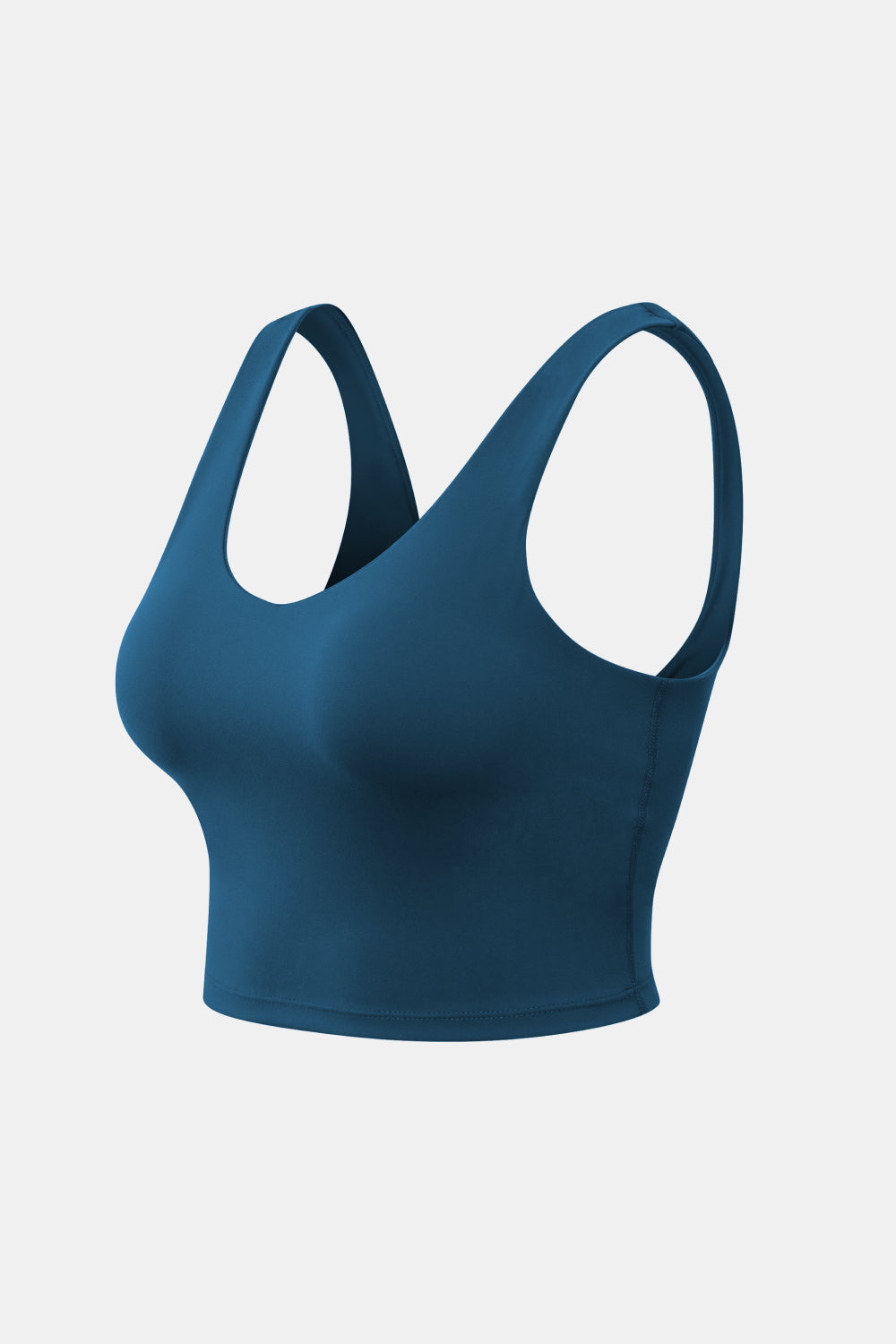Cropped active tank top with scoop neck, dark blue