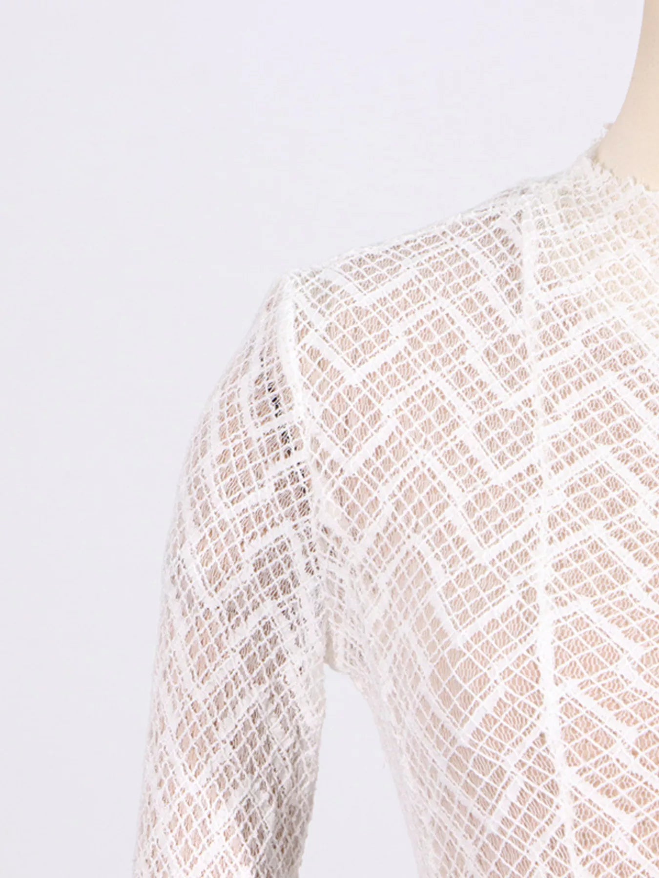 Cedar & Moore Lace Mock-Neck Long-Sleeve Ivory Maxi Dress
