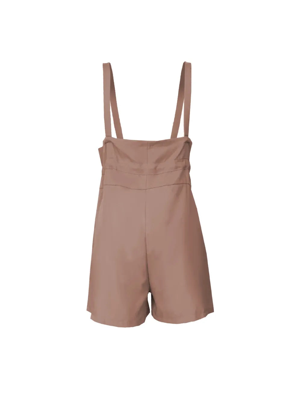 Cedar & Moore Drawstring wide-strap short overalls with pockets in taupe