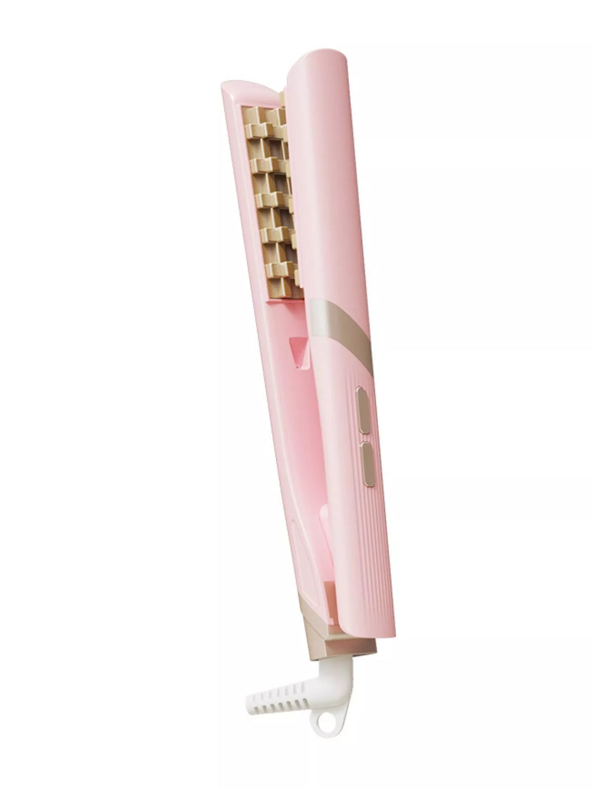 Pink adjustable negative ion curling iron with clamp and comb base