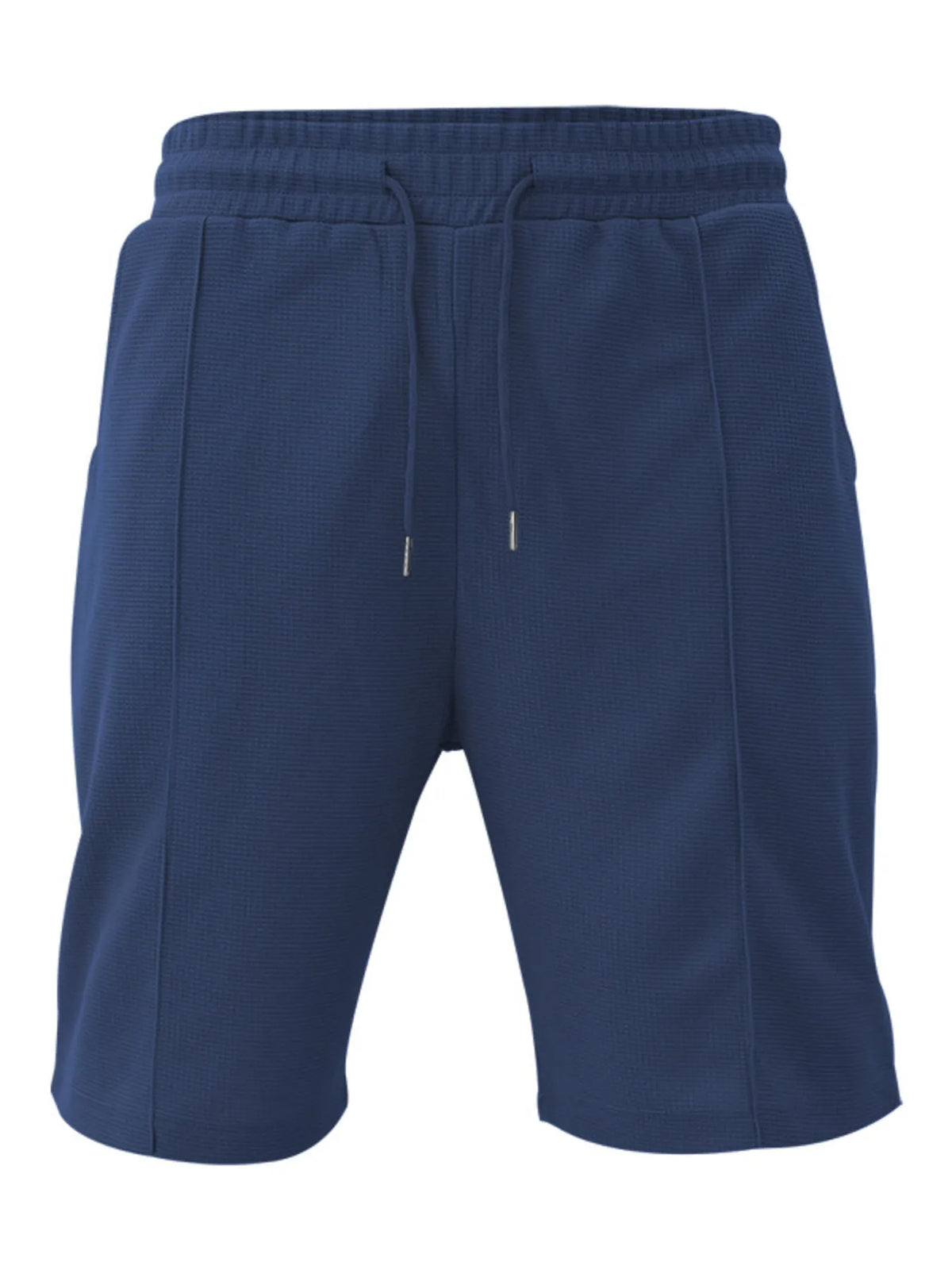 Drawstring shorts in dark blue with matching striped texture