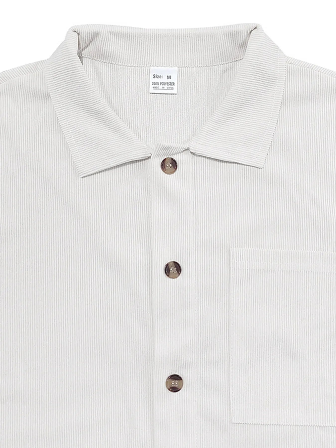 White button-up shirt top with chest pocket and snap button placket