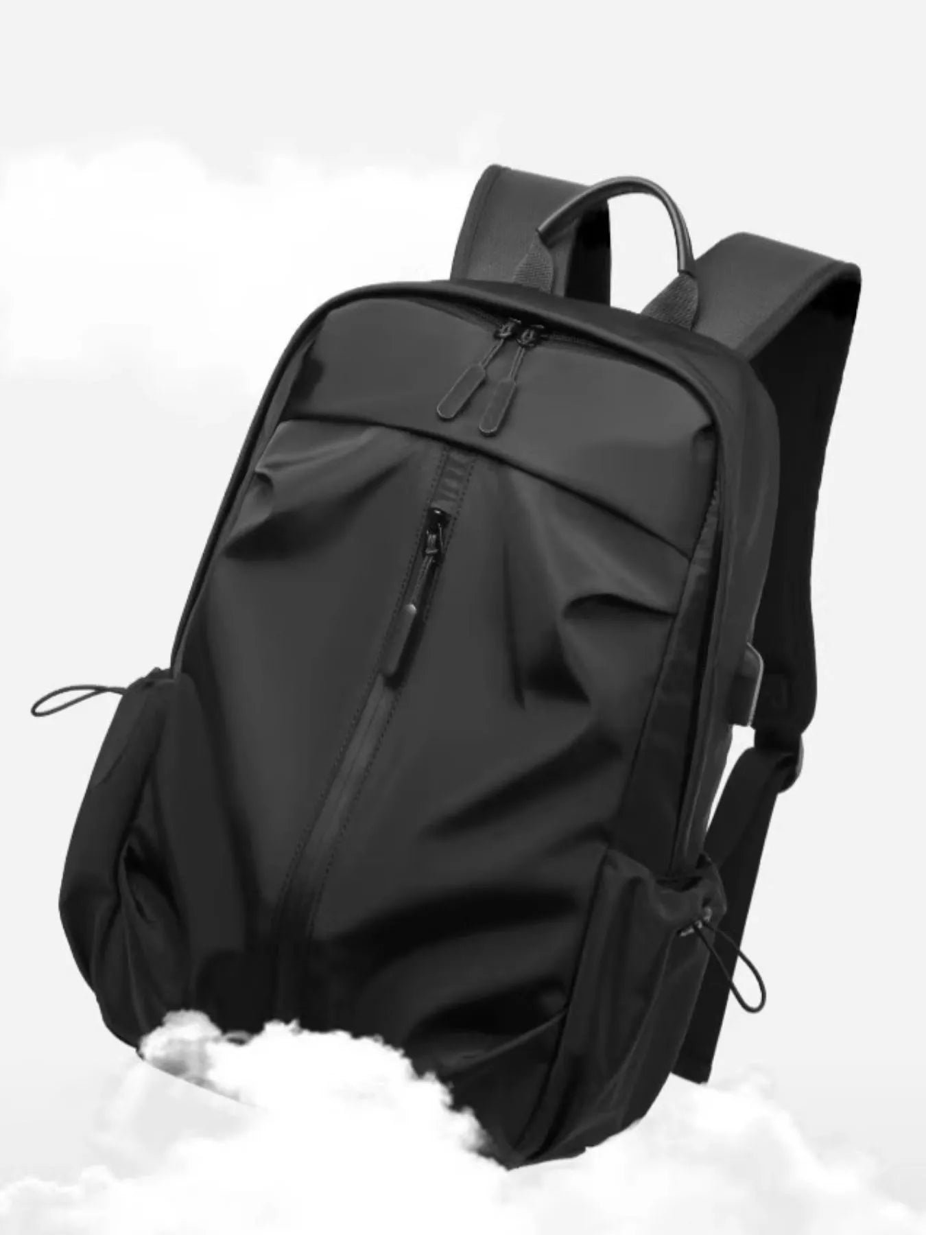 Cedar & Moore Drawstring Lightweight Backpack Bag, black, medium size, Trendsi