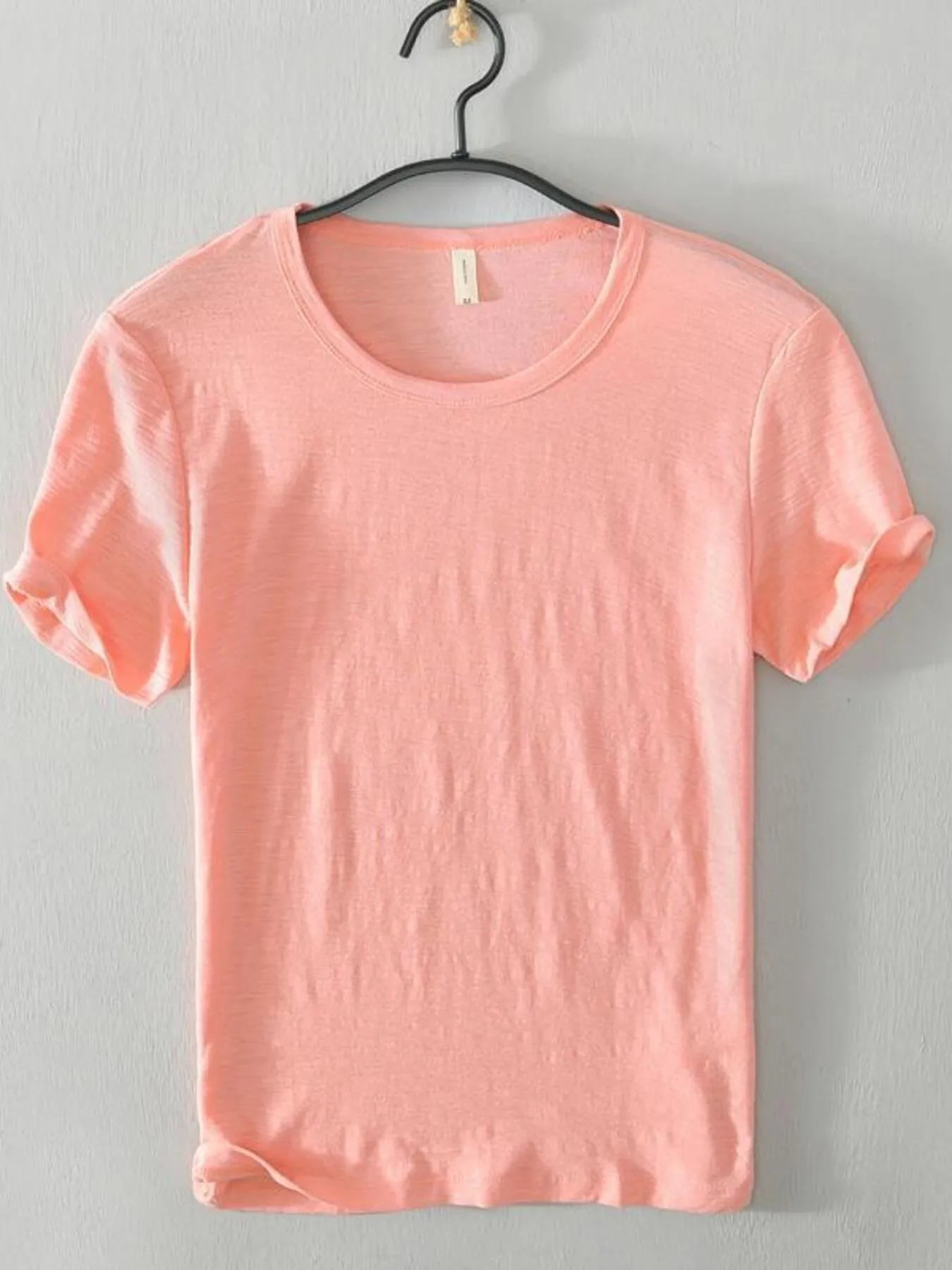 Peach men's plus size round-neck short-sleeve T-shirt