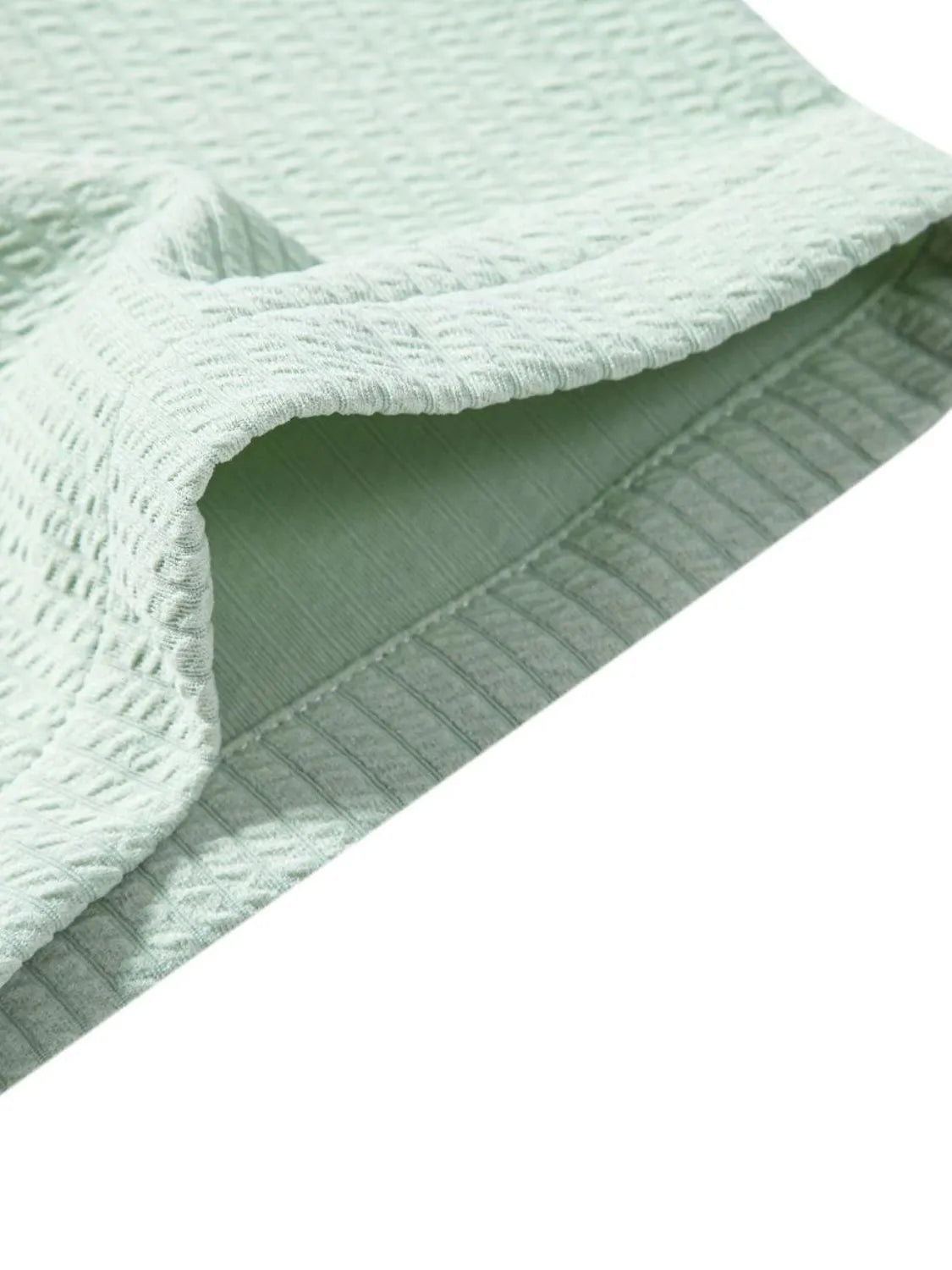 Mint green ribbed shorts hem with layered lining