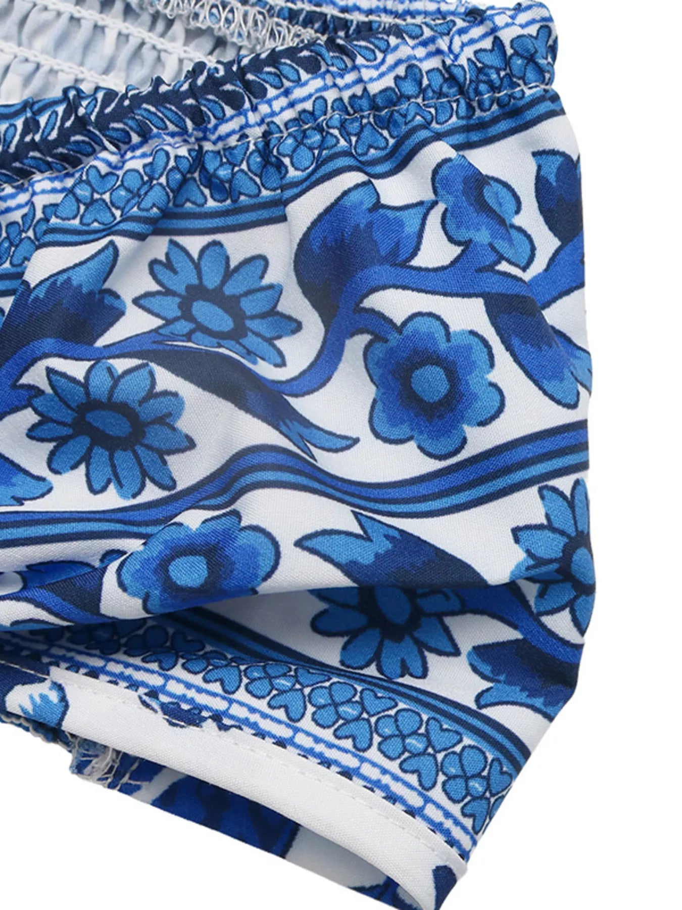 Cedar & Moore Floral Print Halter Neck Cutout Mini Dress, blue floral pattern, Trendsi