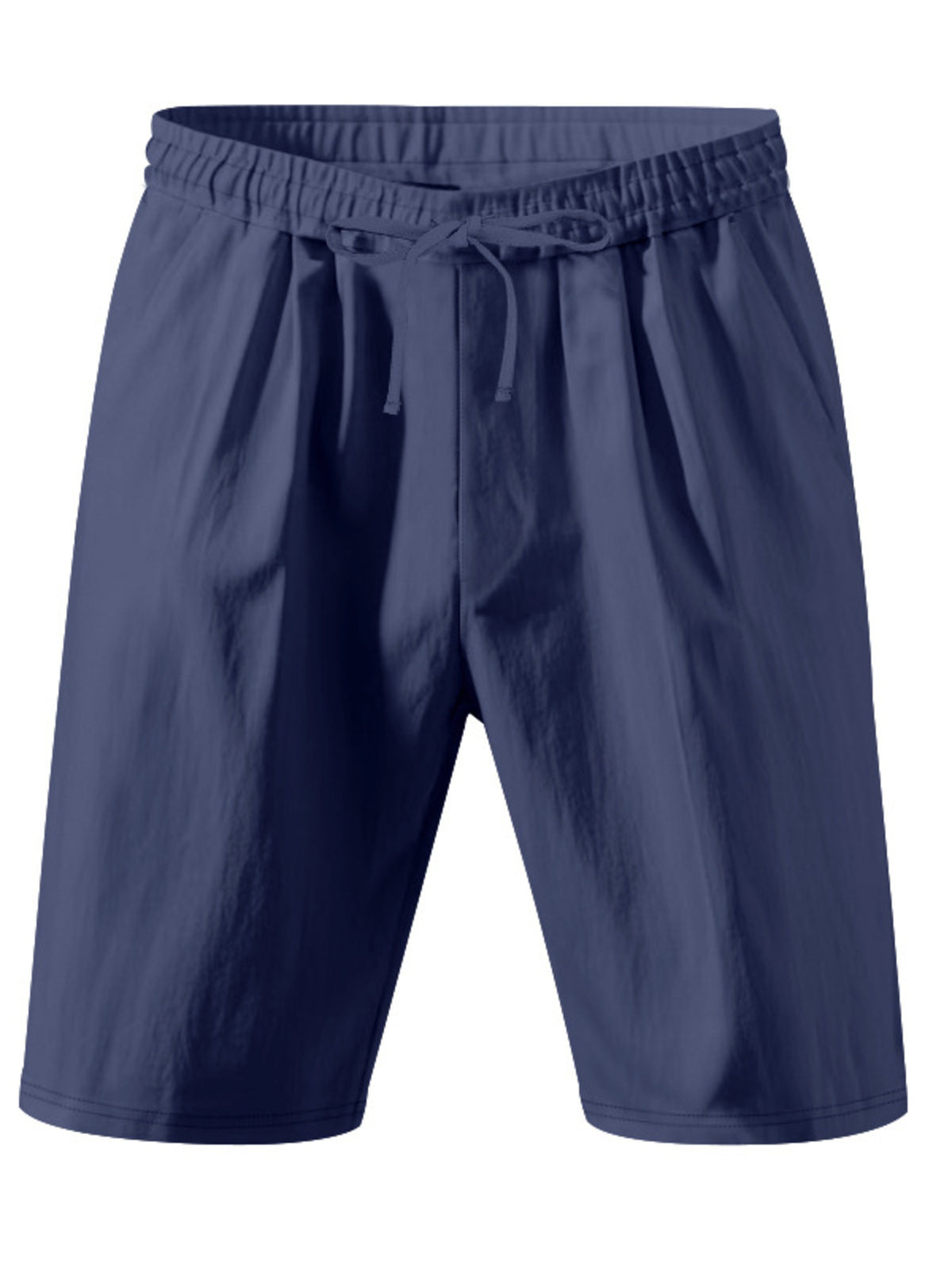 Men's lightweight drawstring shorts in navy blue, elastic waistband and drawcord