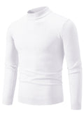 Mock-neck long-sleeve sweater with ribbed hem, white