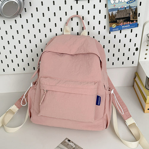 Cedar & Moore Casual Lightweight Drawstring Backpack Bag, pink, medium, Trendsi with front pocket