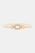 Gold belt with square buckle, gold-tone zinc alloy with three square accents