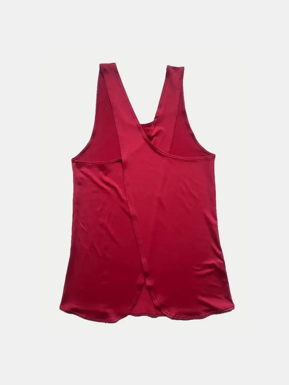 Dark red crisscross scoop neck active tank top