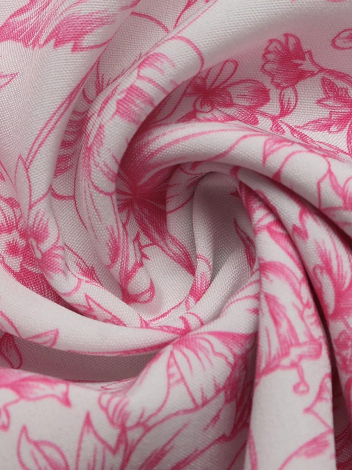 Cedar & Moore Floral Print Ruffle Sleeve Blouse in pink with bow detail by Trendsi.