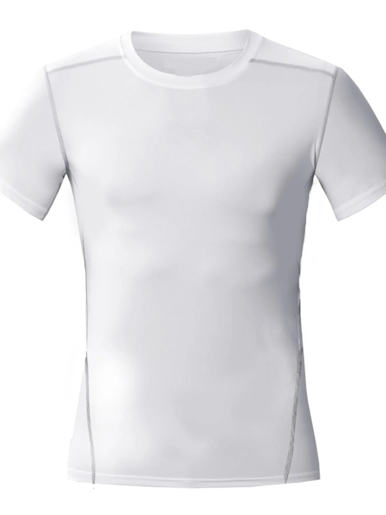 Moisture-wicking athletic T-shirt, white crew neck with short sleeves