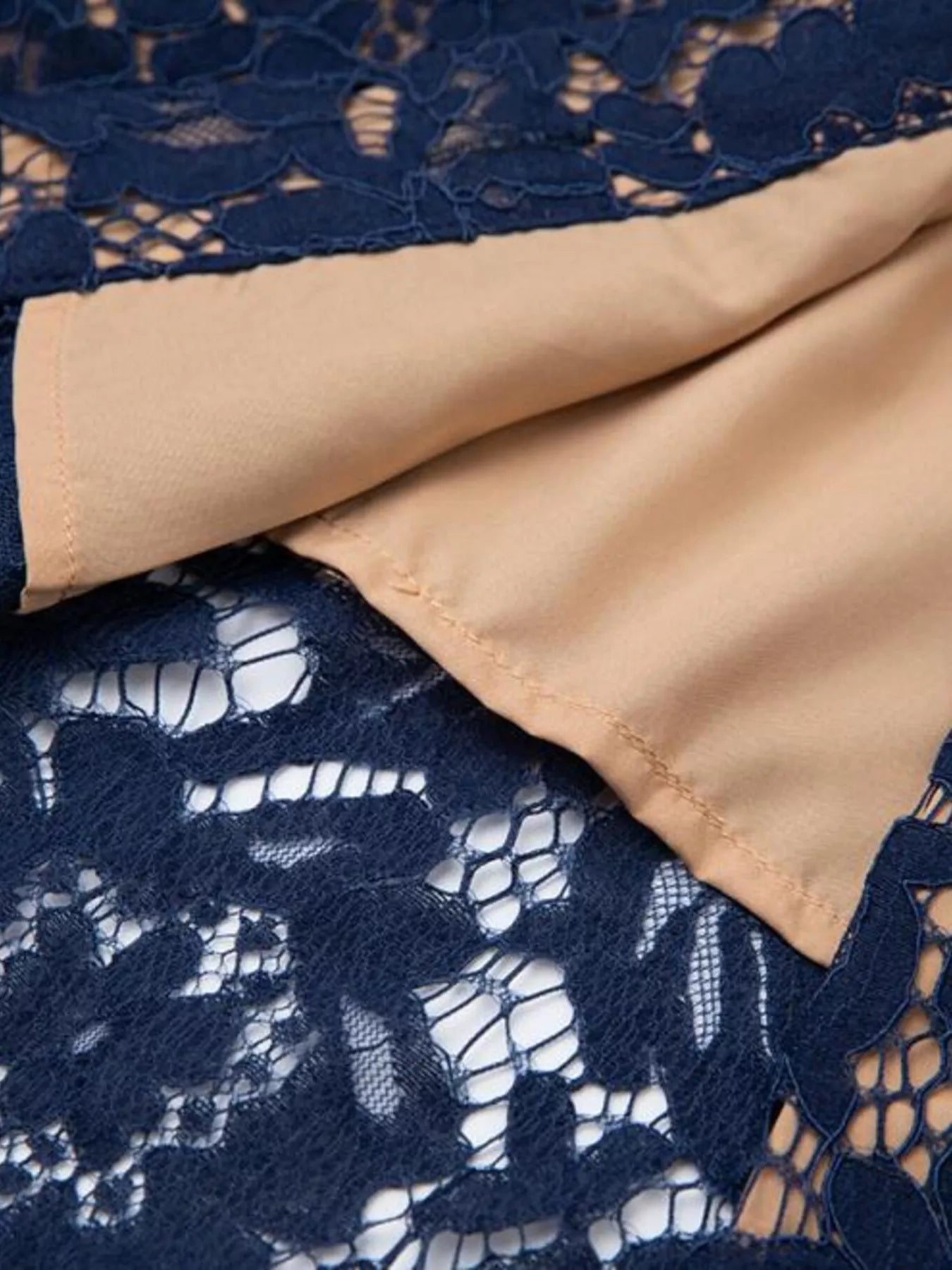 Cedar & Moore Lace Button-Down Midi Dress navy by Trendsi