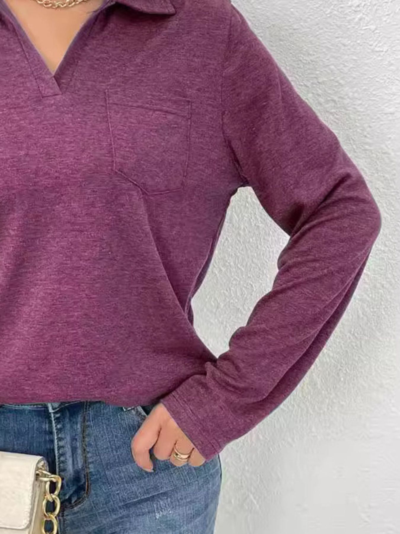 Cedar & Moore collared long-sleeve burgundy shirt with chest pocket