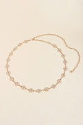 Gold rhinestone chain belt loop with evenly spaced crystal circles