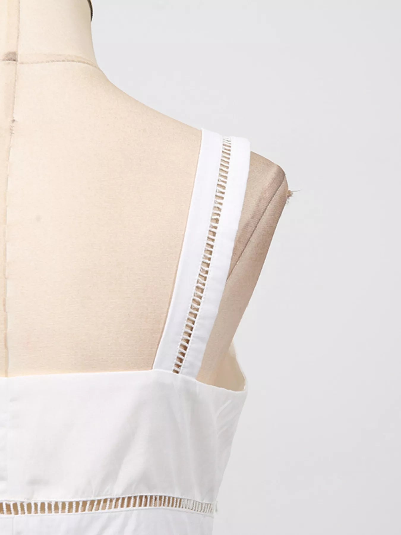Cedar & Moore Sleeveless Eyelet Embroidered Button-Down Midi Dress, white with thin straps