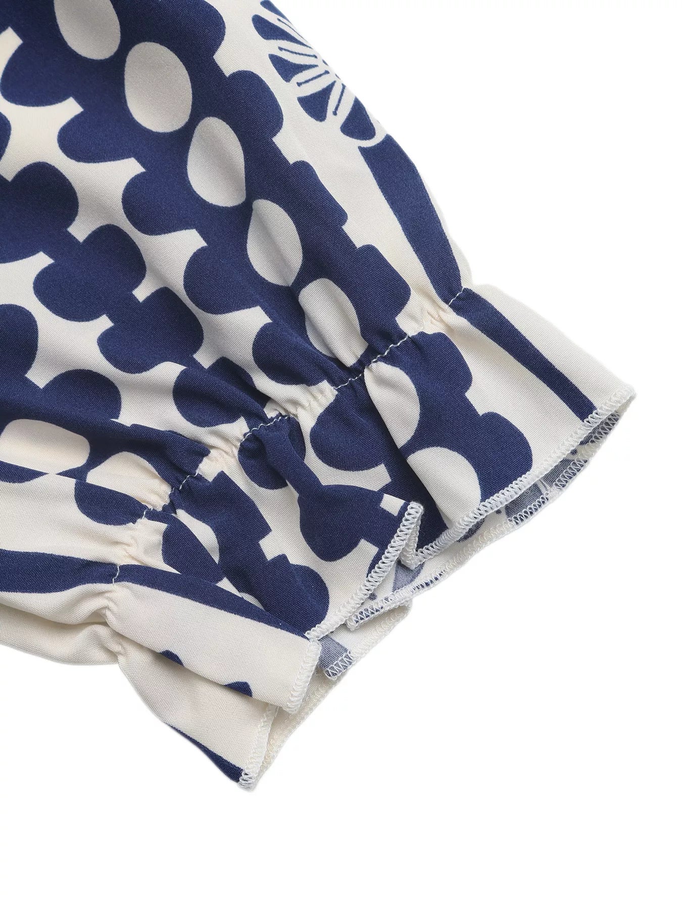 Cedar & Moore Floral Print Cutout Waist Maxi Dress navy on ivory with smocked sleeve cuff