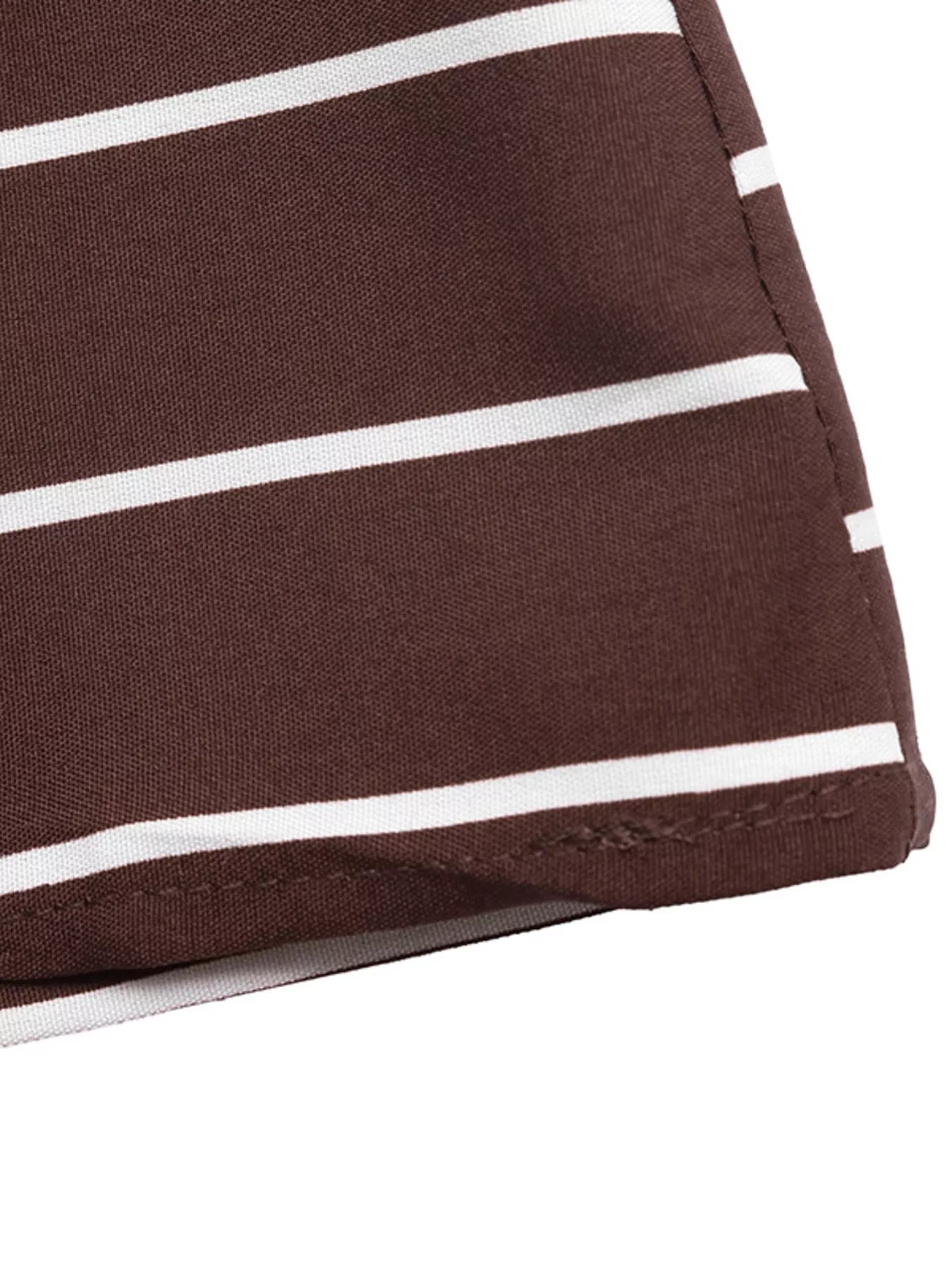 Cedar & Moore Striped Print Spaghetti Strap Maxi Dress in brown and white stripes by Trendsi