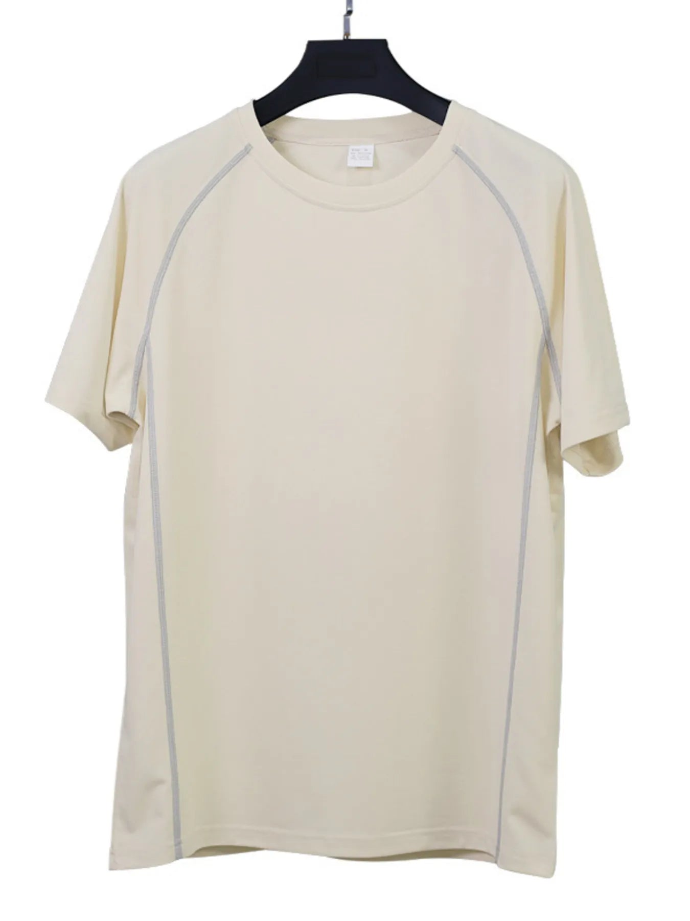 Men's t-shirt in light cream with crew neck and short sleeves