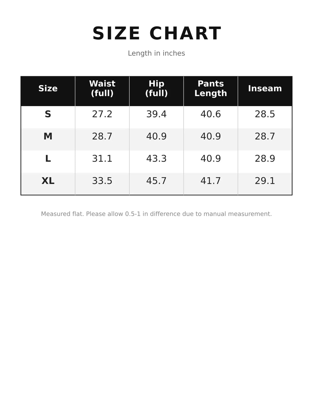 Size chart for high-waisted pleated wide-leg pants: waist, hip, pants length, inseam