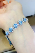 925 sterling silver bracelet with blue round moissanite stones