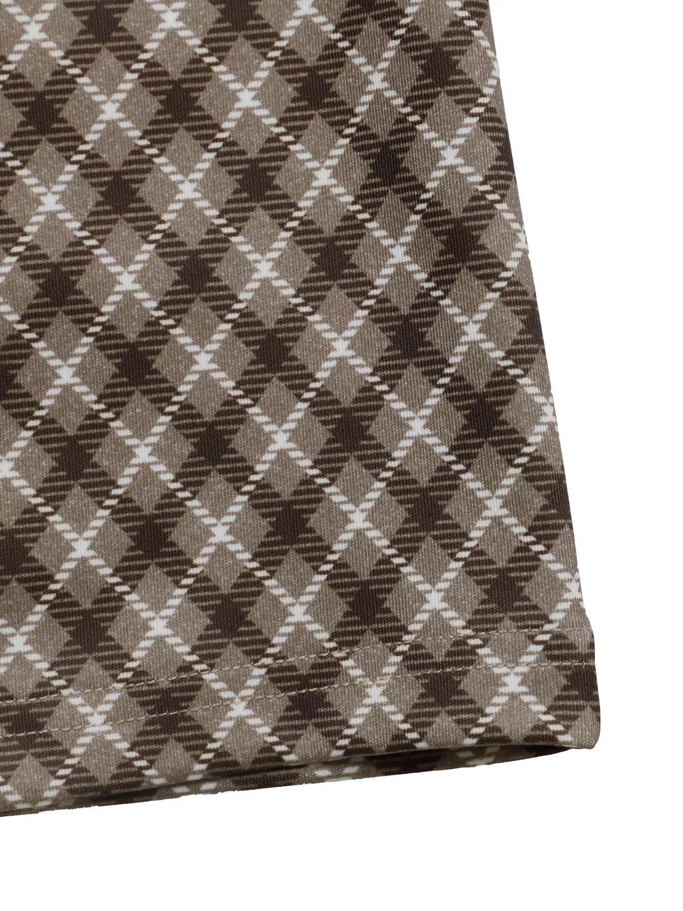 Brown plaid fabric panel with diamond check pattern