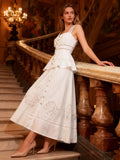 Cedar & Moore Sleeveless Eyelet Embroidered Button-Down Midi Dress in white by Trendsi