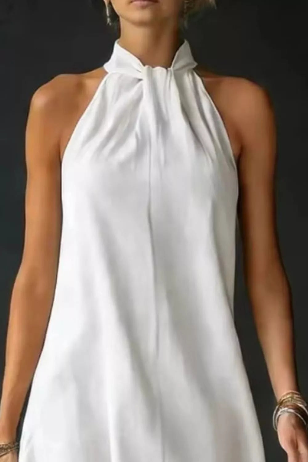 Cedar & Moore Halter Neck Sleeveless Maxi Dress by Trendsi, white, no slit