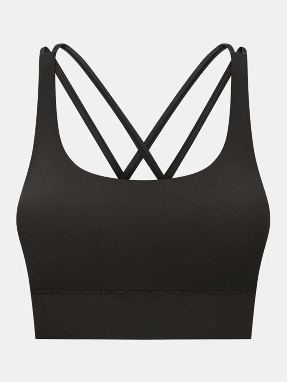 Black active tank with scoop neck and crisscross straps