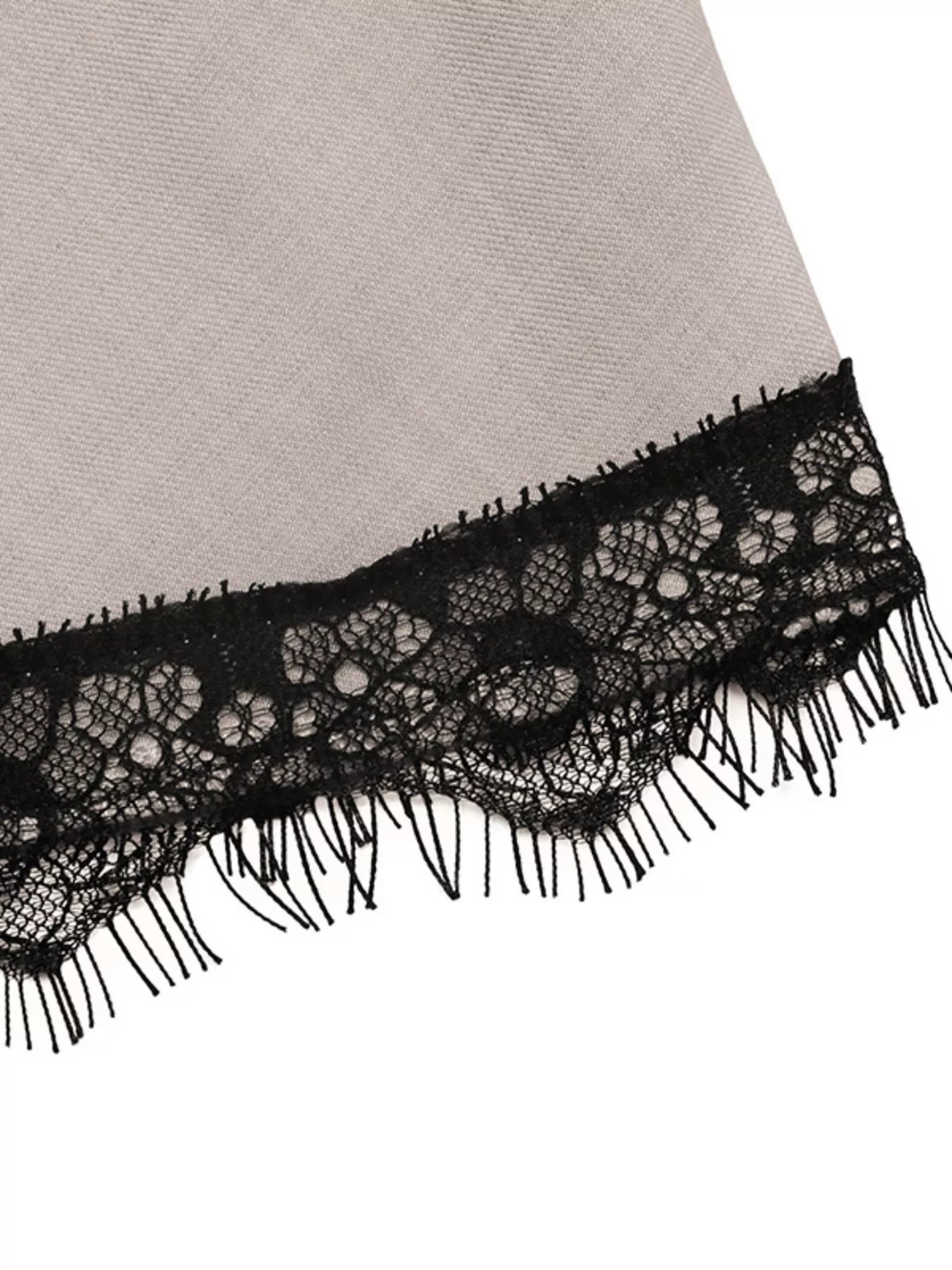 Cedar & Moore Lace Trim Twist Front Cami in nude with black lace trim fringe