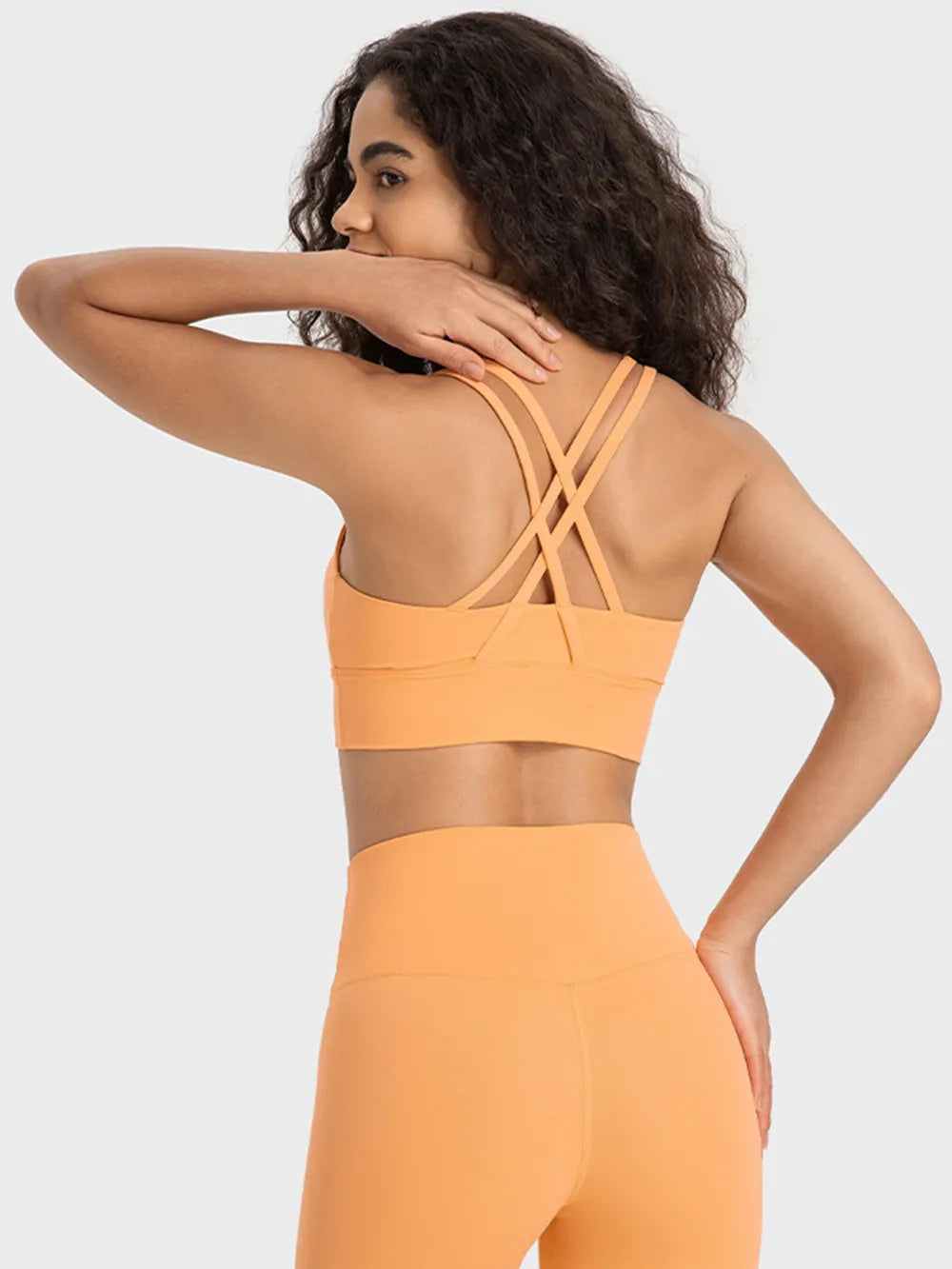Orange active tank back with crisscross X straps