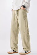 Men's cotton drawstring waist jeans in sage, relaxed straight-leg fit