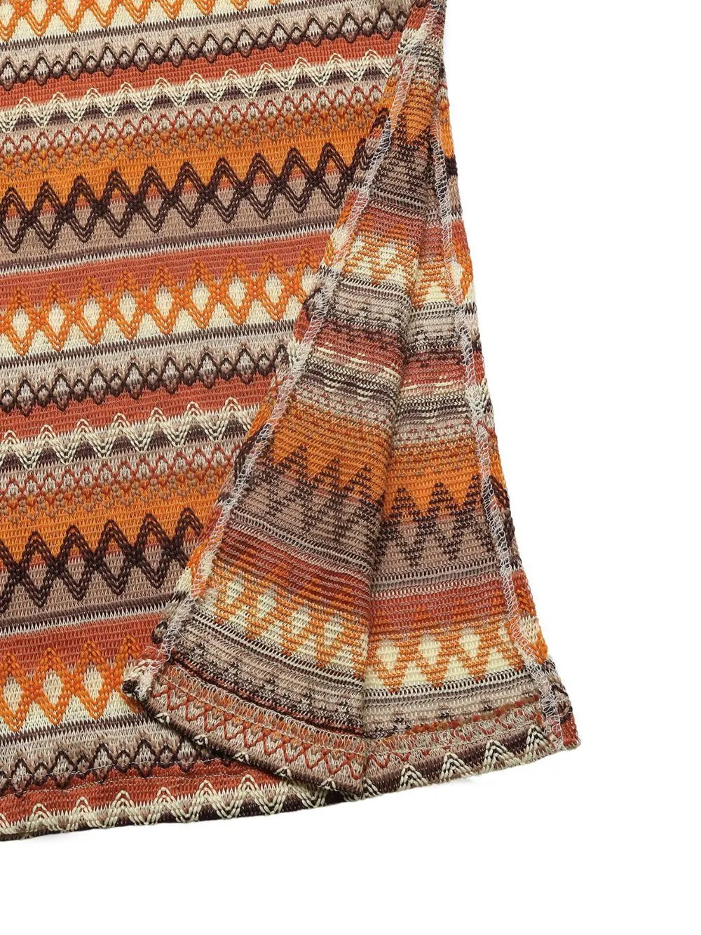 Striped side panel of midi tank dress with side slit and tassel trim