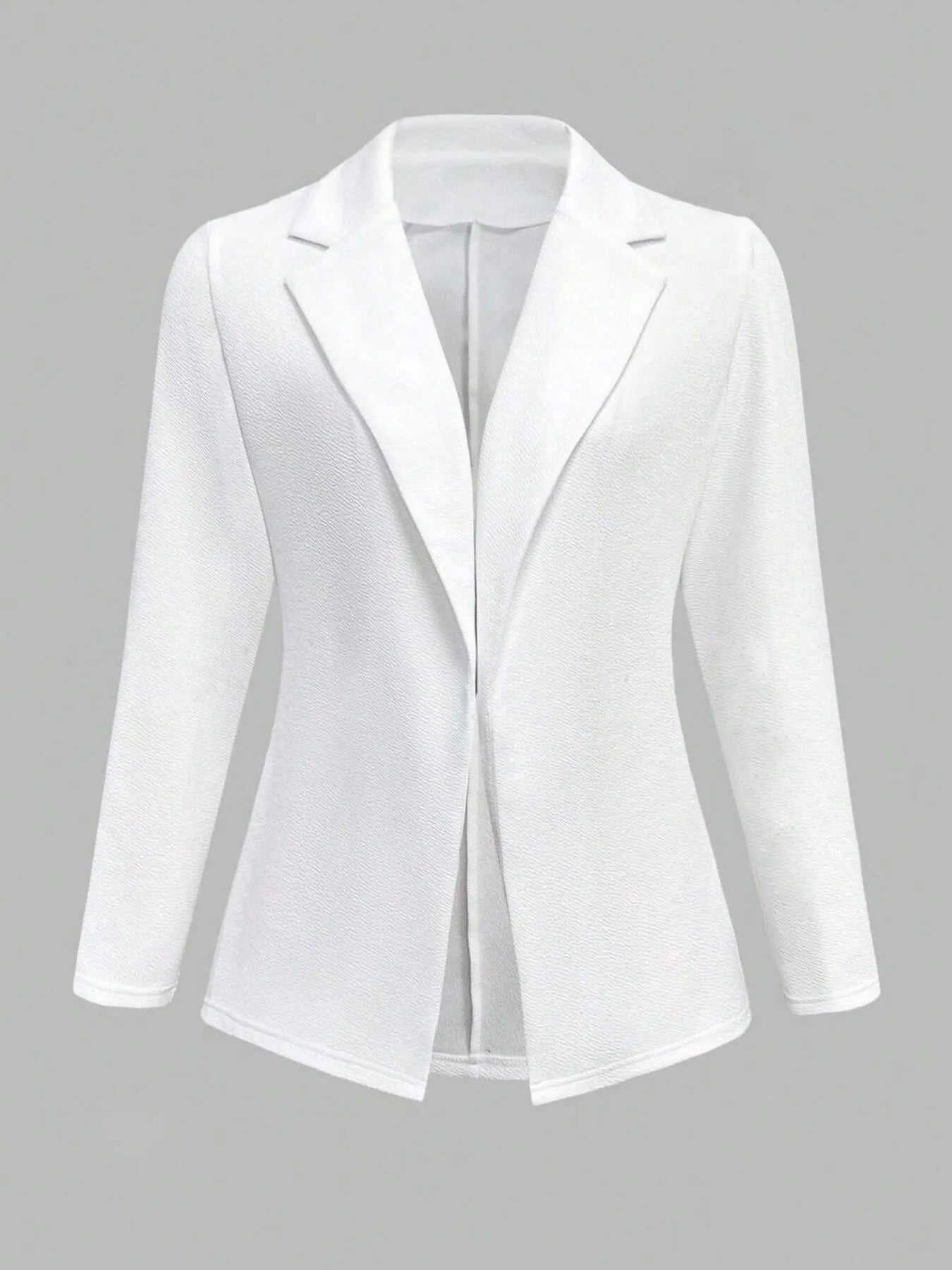 White blazer with notched lapel and tailored open-front design