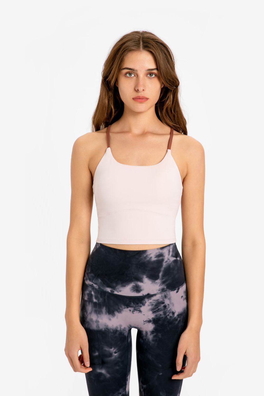 Sports cami with scoop neckline, light pink front panel