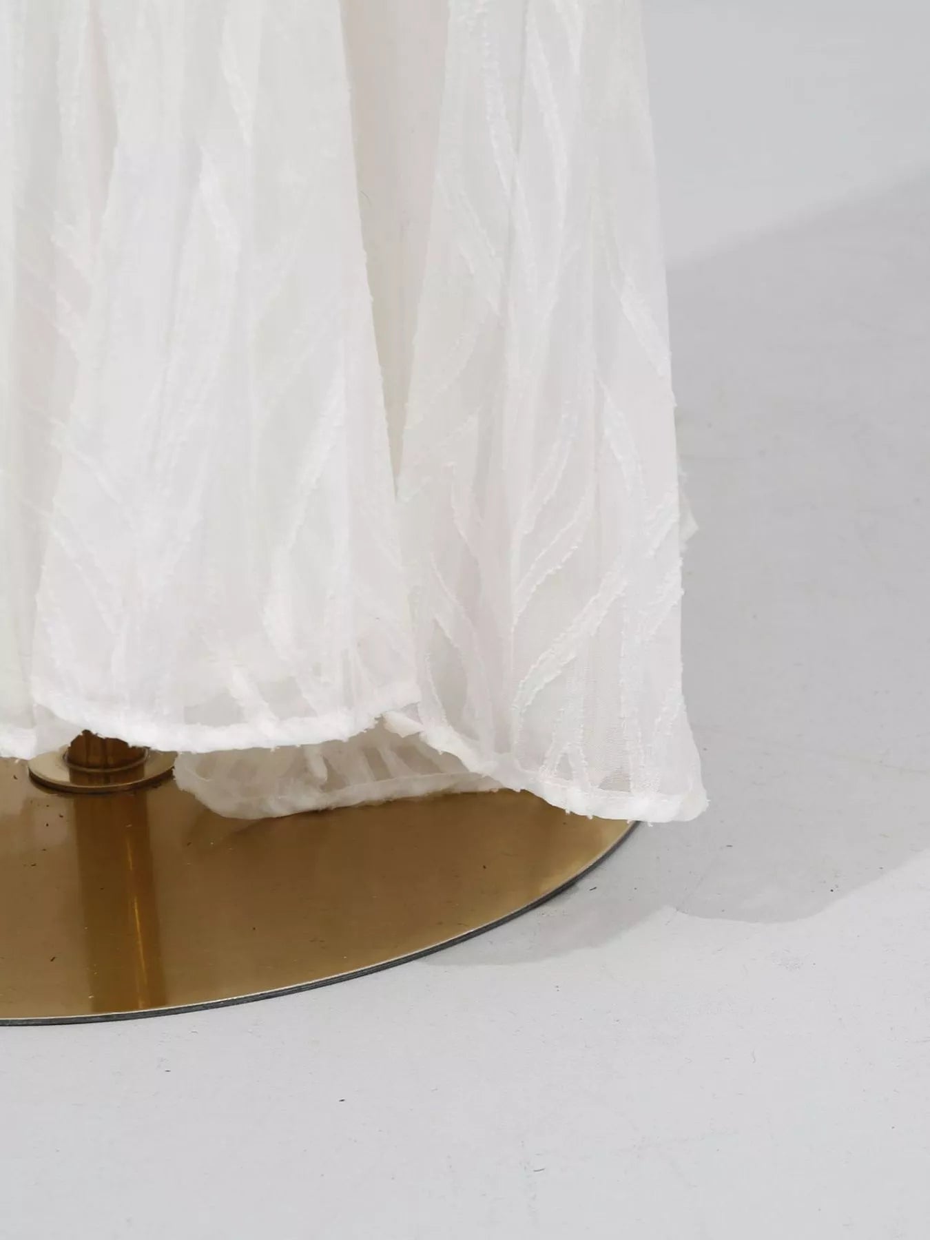 Cedar & Moore V-Neck Long Sleeve Maxi Dress in white sheer fabric, floor-length